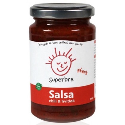 Superbra - Sterk salsa med chili og hvitløk - 240 g