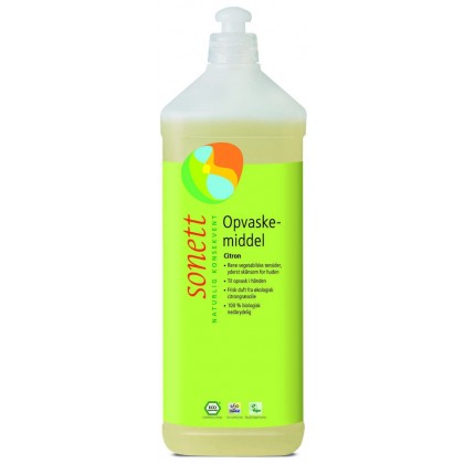 Sonett flytende økologisk oppvaskmiddel sitron, refill - 1 liter