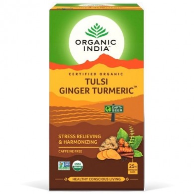 Tulsi Ingefær & Gurkemeie té fra Organic India