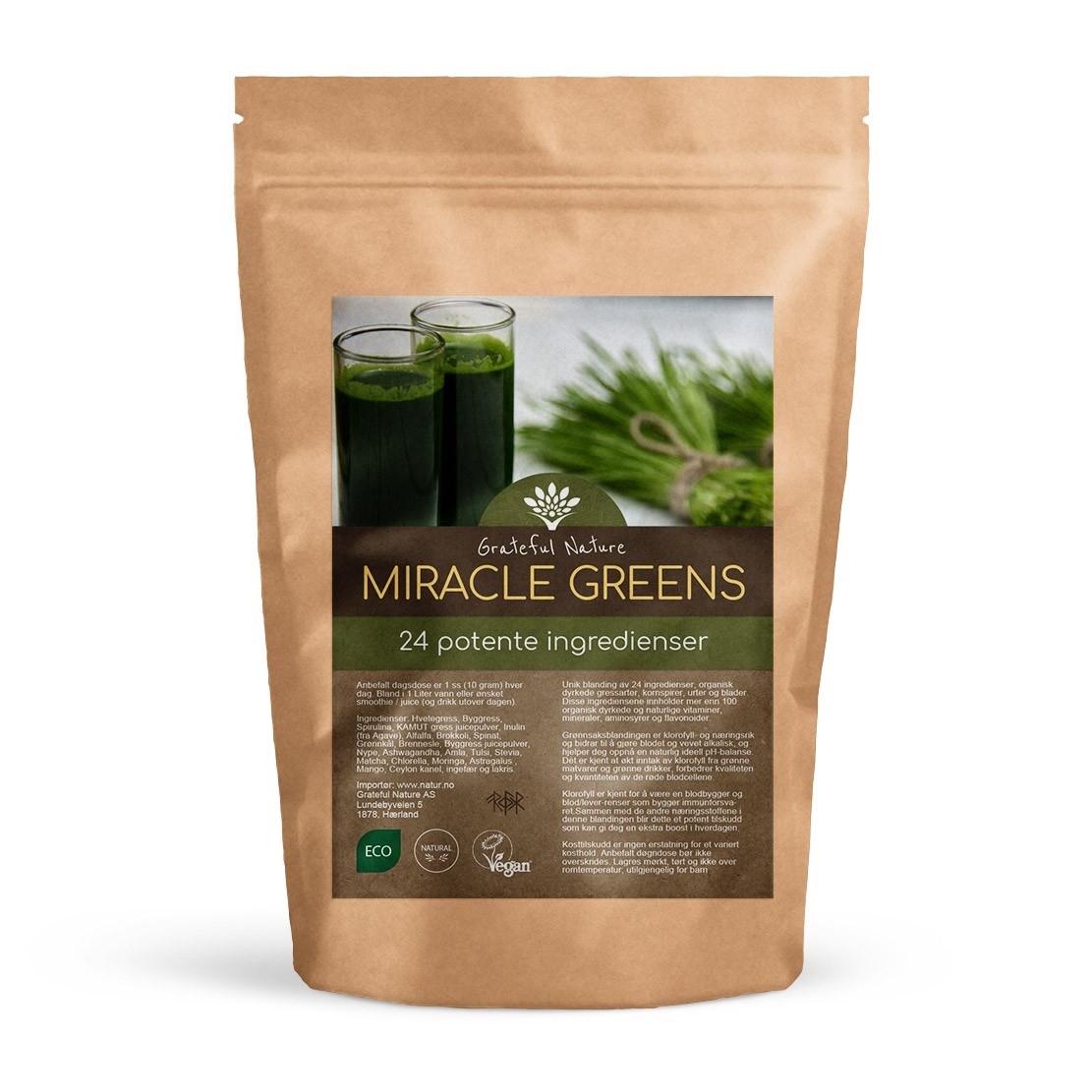Abonnement 3 mnd - Miracle Greens - pH balanse - 300 g - FRI FRAKT
