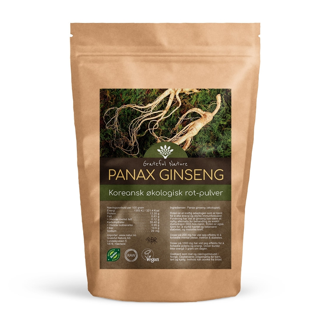 Panax ginseng - Koreansk - Pulver - Økologisk