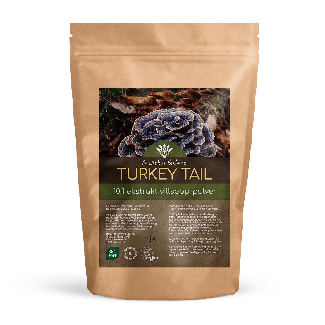 Turkey tail 10:1 konsentrert ekstrakt - Pulver - 200g
